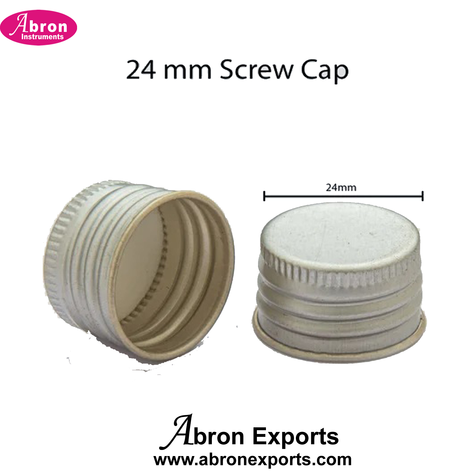 Glass Bottle Caps Aluminium 24mm Round Silver Screw Caps 2000pc Abron AC-484C24A 